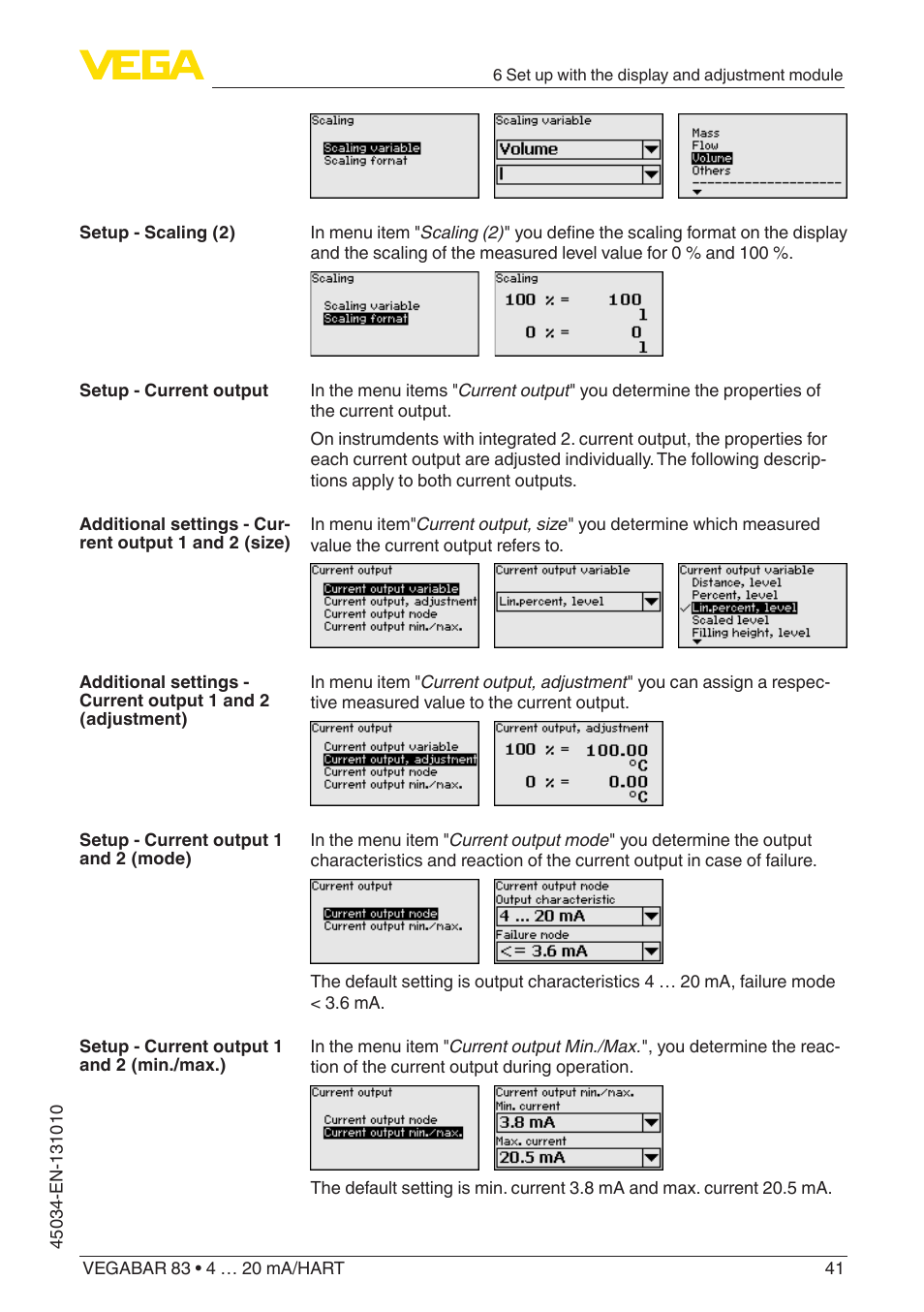 VEGA VEGABAR 83 4 … 20 mA_HART - Operating Instructions User Manual | Page 41 / 88