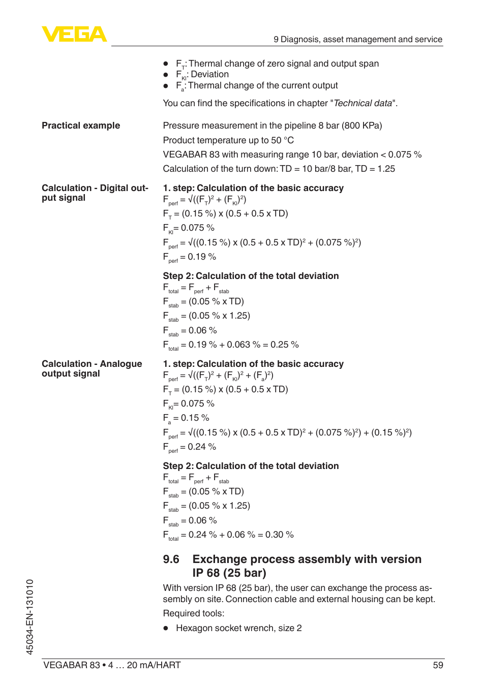 VEGA VEGABAR 83 4 … 20 mA_HART - Operating Instructions User Manual | Page 59 / 88