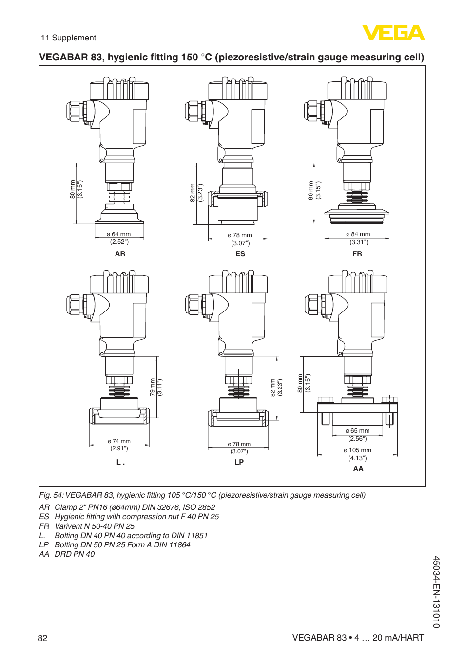 VEGA VEGABAR 83 4 … 20 mA_HART - Operating Instructions User Manual | Page 82 / 88