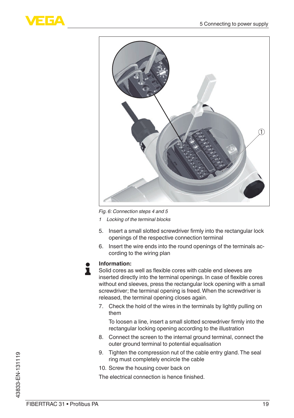 VEGA FIBERTRAC 31 Profibus PA User Manual | Page 19 / 88