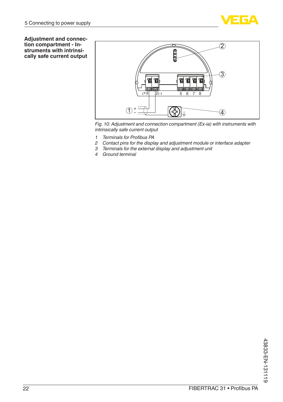 VEGA FIBERTRAC 31 Profibus PA User Manual | Page 22 / 88