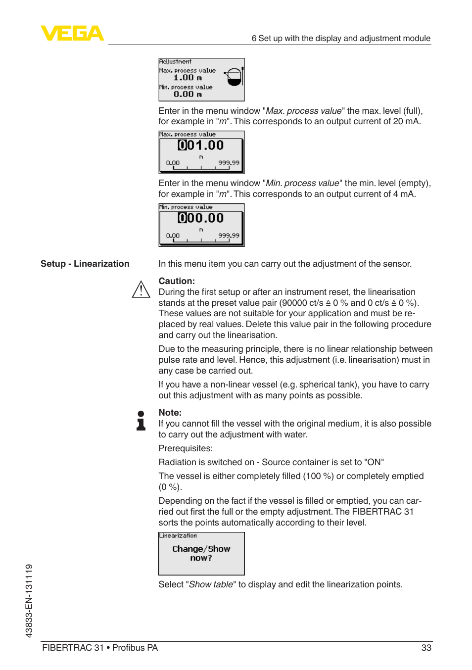 VEGA FIBERTRAC 31 Profibus PA User Manual | Page 33 / 88