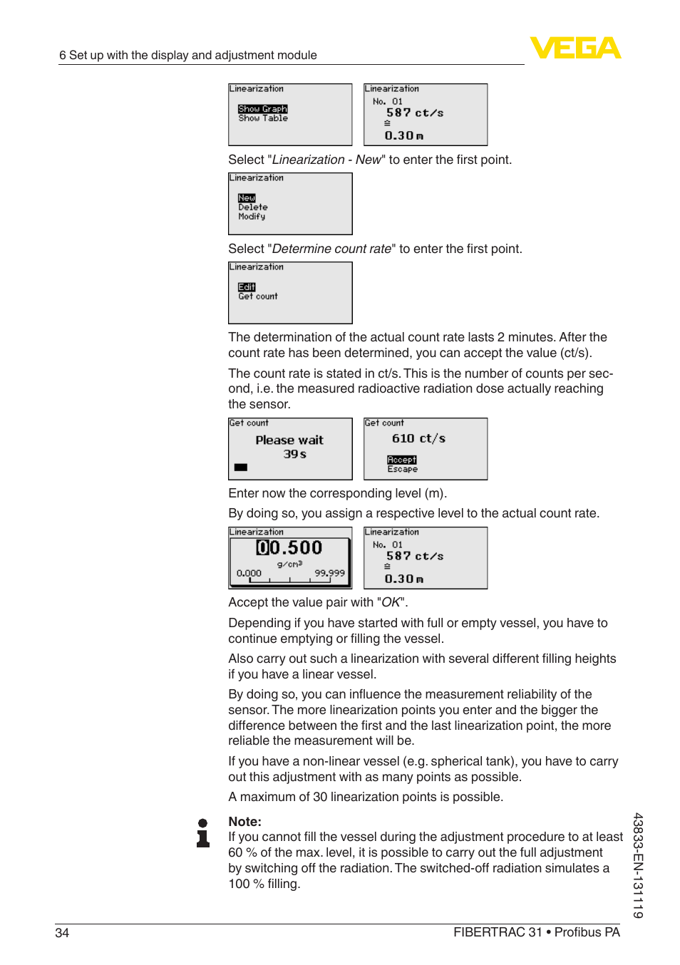VEGA FIBERTRAC 31 Profibus PA User Manual | Page 34 / 88