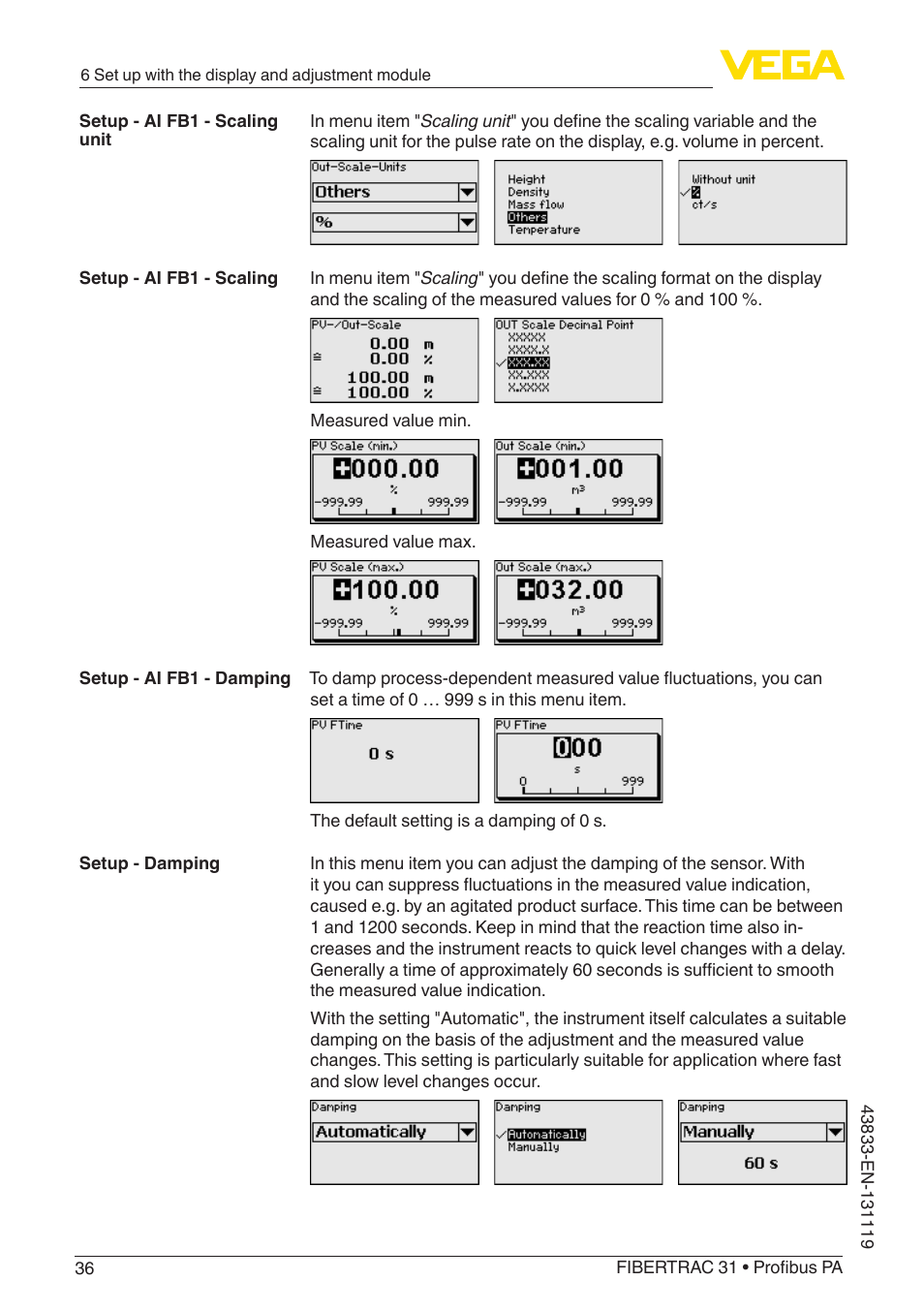 VEGA FIBERTRAC 31 Profibus PA User Manual | Page 36 / 88