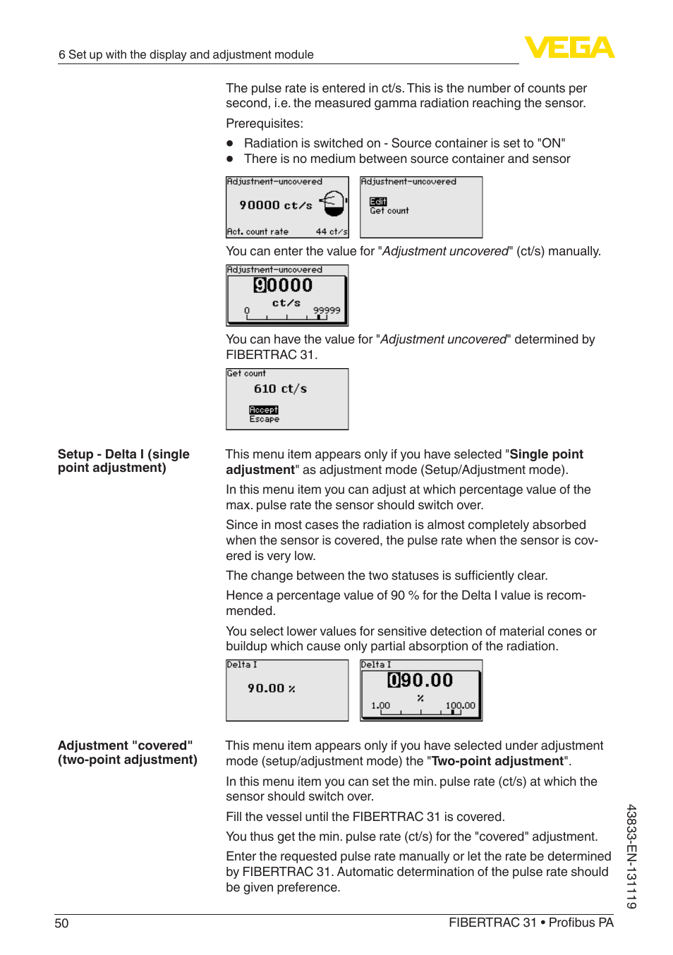 VEGA FIBERTRAC 31 Profibus PA User Manual | Page 50 / 88