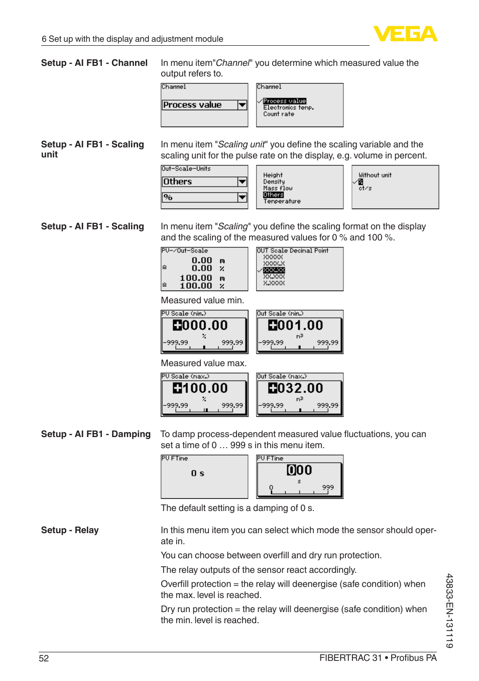 VEGA FIBERTRAC 31 Profibus PA User Manual | Page 52 / 88