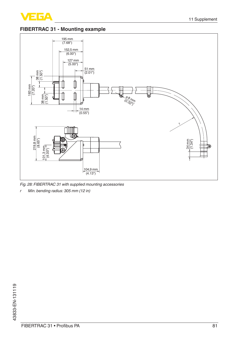 Fibertrac 31 - mounting example | VEGA FIBERTRAC 31 Profibus PA User Manual | Page 81 / 88