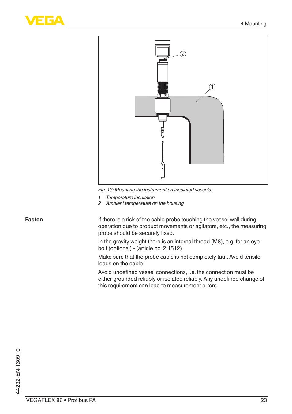 VEGA VEGAFLEX 86 Profibus PA User Manual | Page 23 / 108