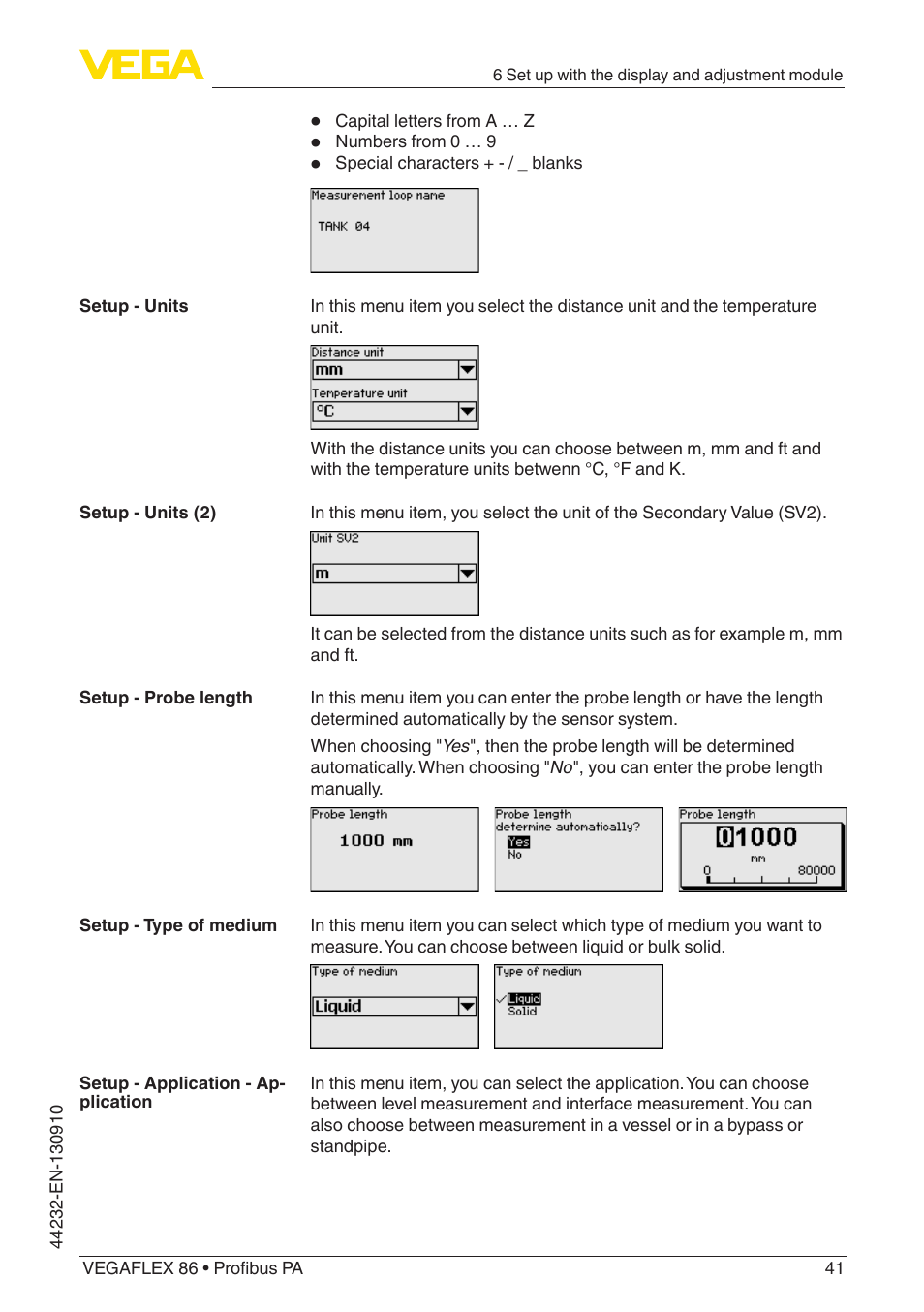 VEGA VEGAFLEX 86 Profibus PA User Manual | Page 41 / 108