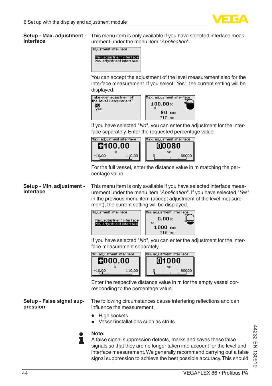 VEGA VEGAFLEX 86 Profibus PA User Manual | Page 44 / 108
