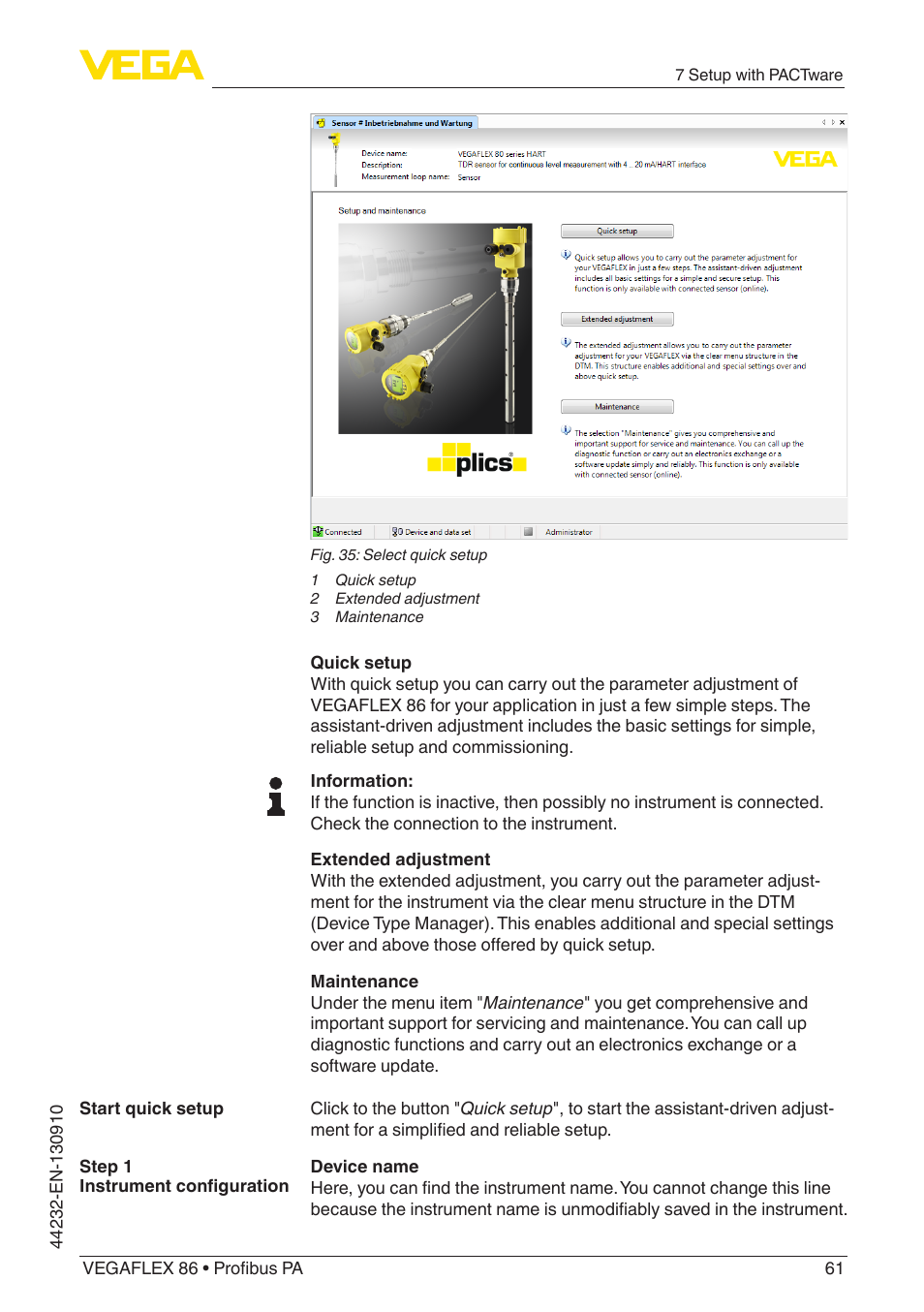 VEGA VEGAFLEX 86 Profibus PA User Manual | Page 61 / 108