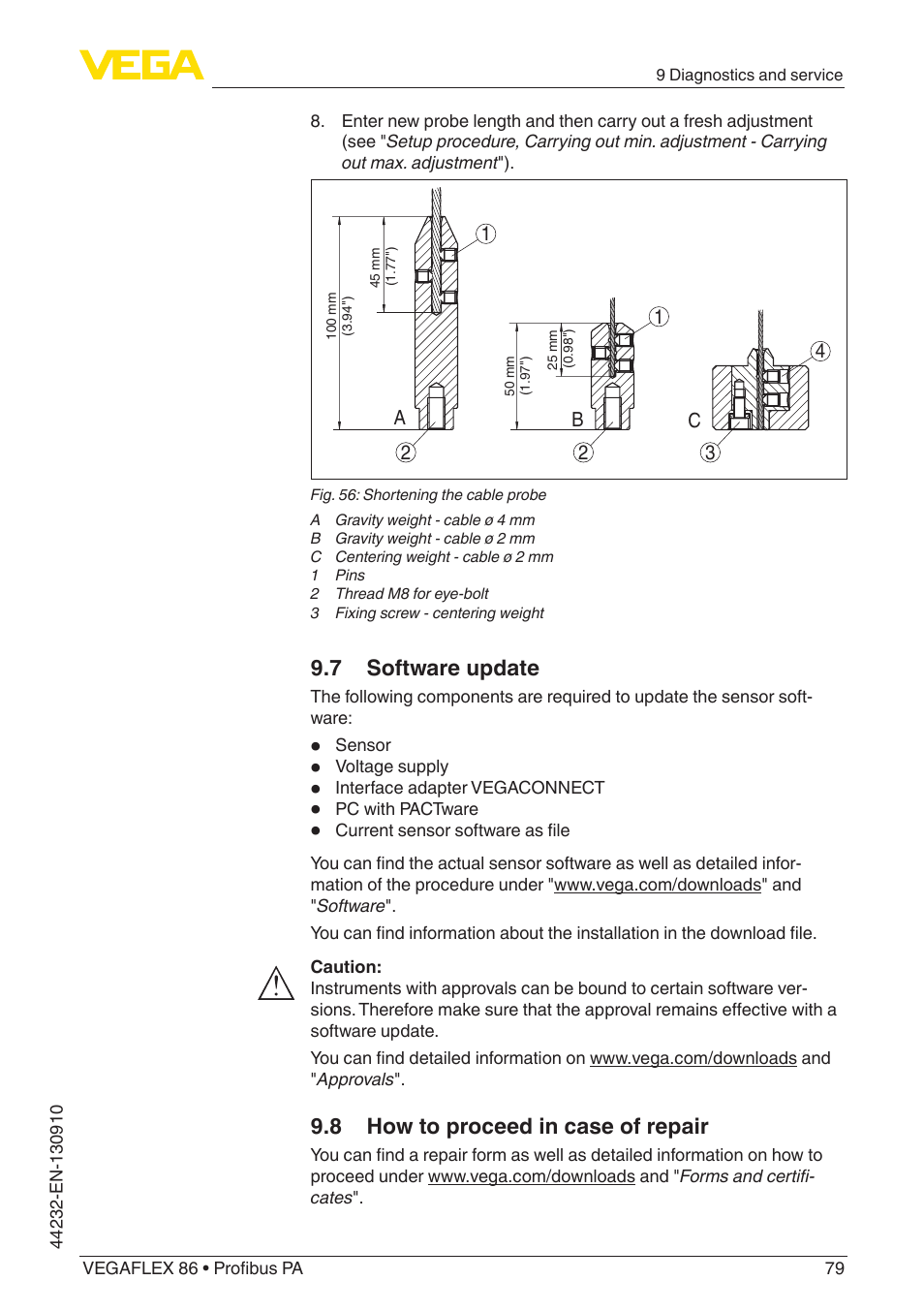 7 software update, 8 how to proceed in case of repair | VEGA VEGAFLEX 86 Profibus PA User Manual | Page 79 / 108