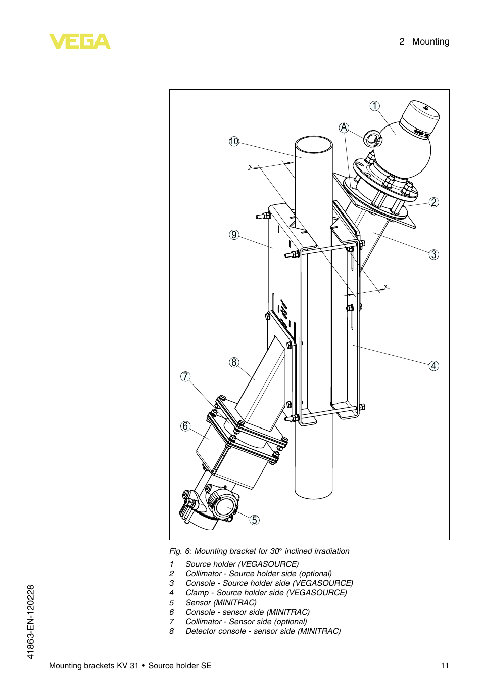VEGA KV 31 Mounting brackets For tubes with ø 50…100 mm User Manual | Page 11 / 20