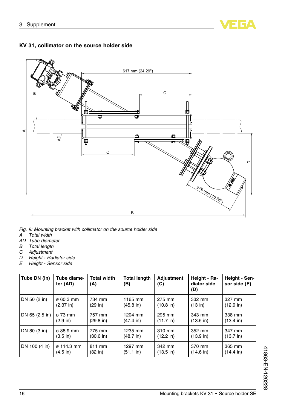 VEGA KV 31 Mounting brackets For tubes with ø 50…100 mm User Manual | Page 16 / 20