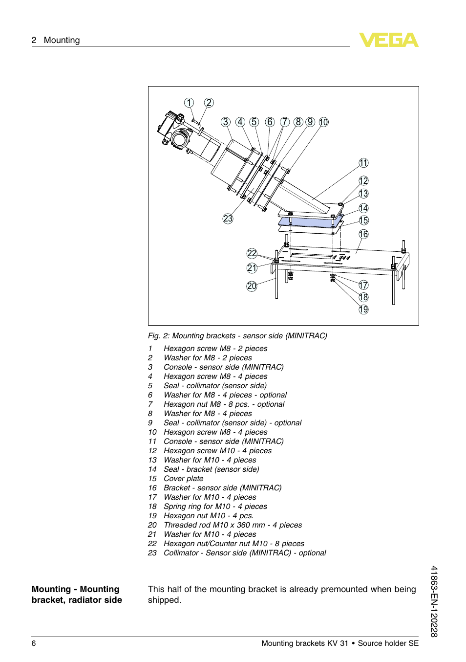 VEGA KV 31 Mounting brackets For tubes with ø 50…100 mm User Manual | Page 6 / 20