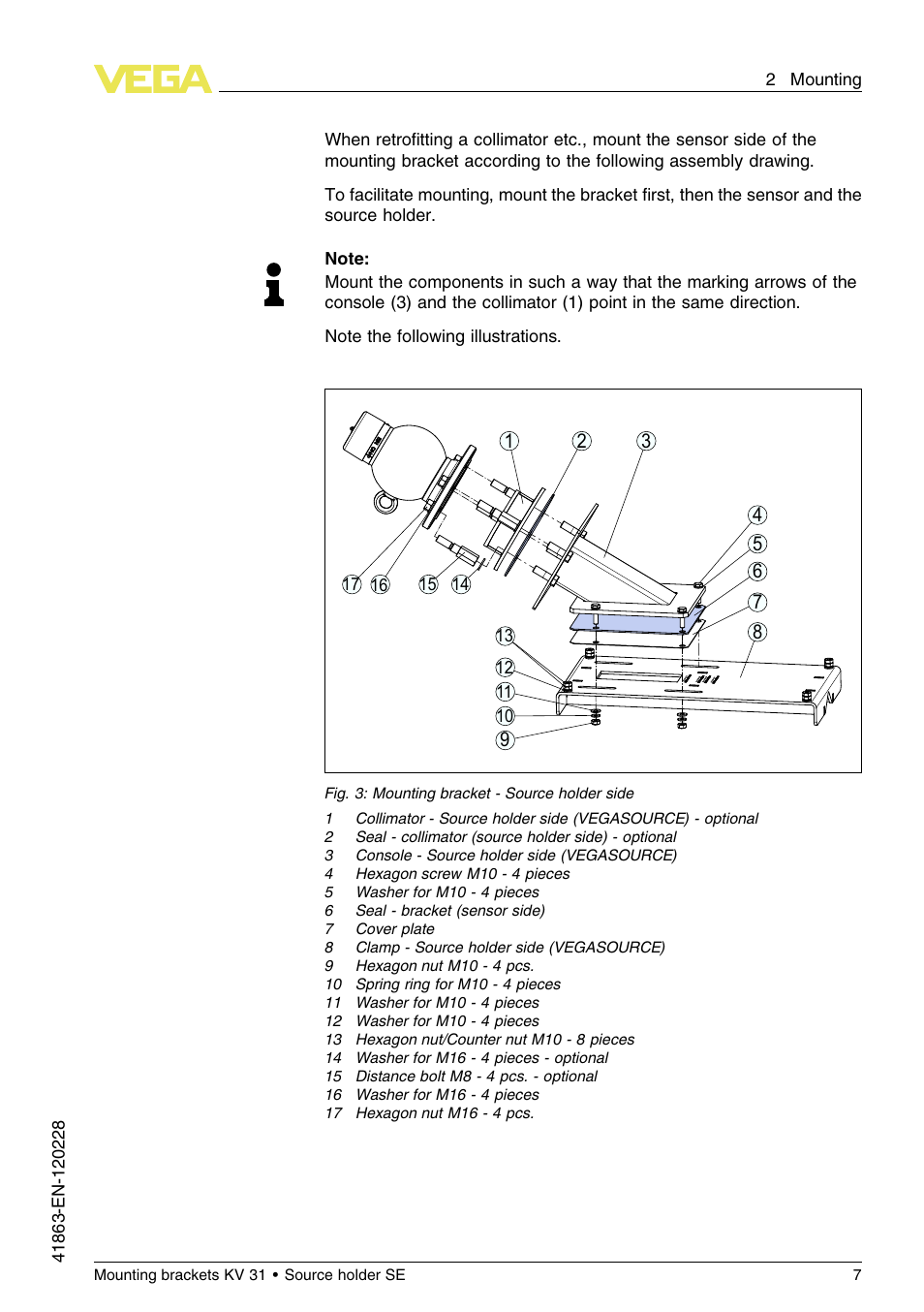 VEGA KV 31 Mounting brackets For tubes with ø 50…100 mm User Manual | Page 7 / 20