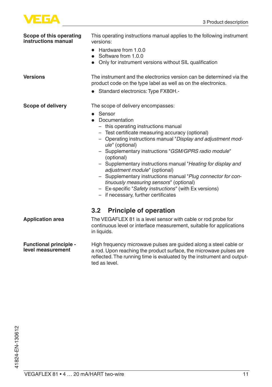 2 principle of operation | VEGA VEGAFLEX 81 4 … 20 mA_HART two-wire User Manual | Page 11 / 100