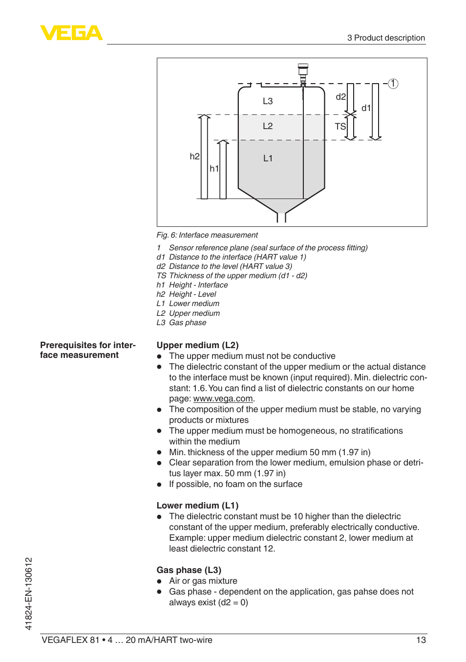 VEGA VEGAFLEX 81 4 … 20 mA_HART two-wire User Manual | Page 13 / 100