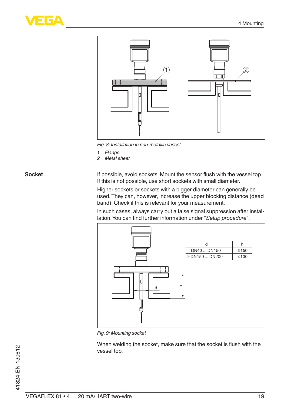 VEGA VEGAFLEX 81 4 … 20 mA_HART two-wire User Manual | Page 19 / 100