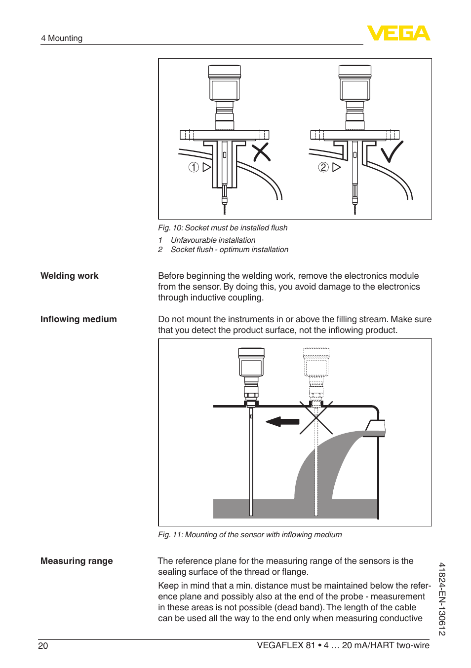 VEGA VEGAFLEX 81 4 … 20 mA_HART two-wire User Manual | Page 20 / 100