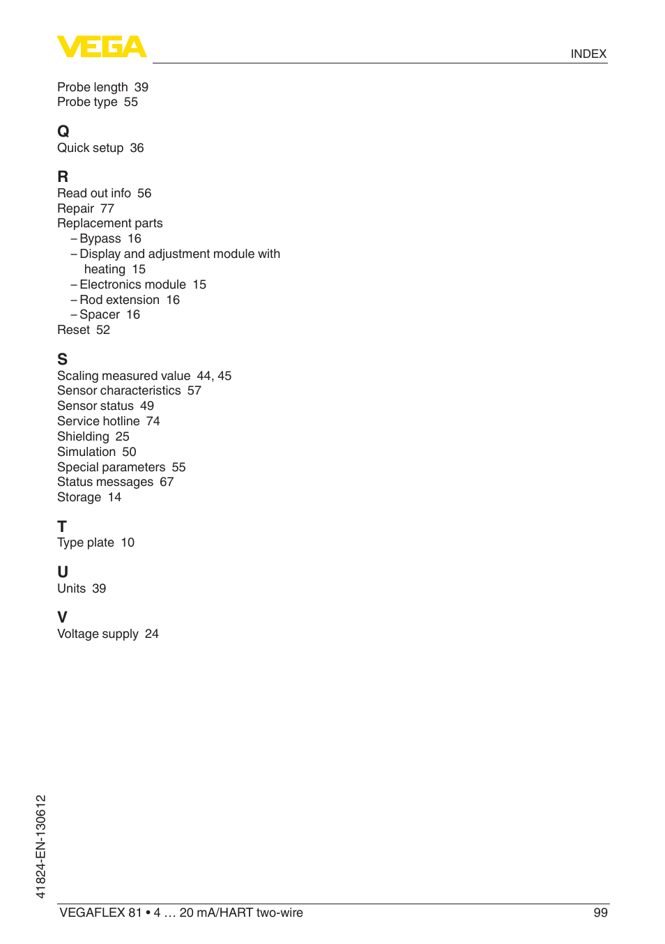 VEGA VEGAFLEX 81 4 … 20 mA_HART two-wire User Manual | Page 99 / 100