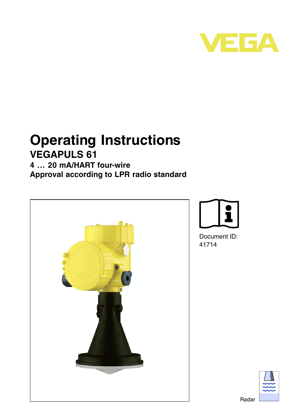 VEGA VEGAPULS 61 (≥ 2.0.0 - ≥ 4.0.0) 4 … 20 mA_HART four-wire Approval according to LPR radio standard User Manual | 80 pages