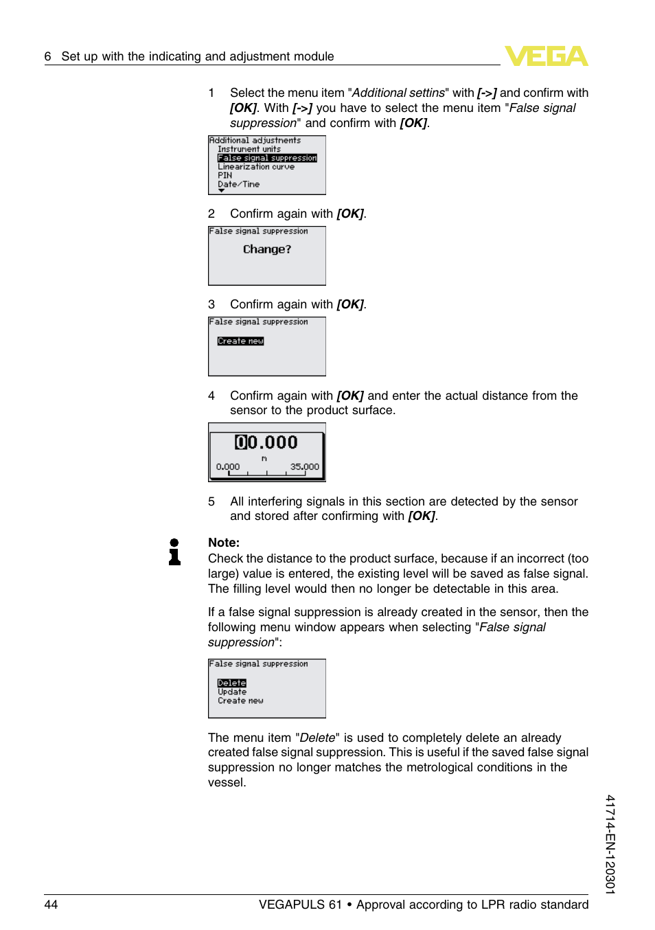 VEGA VEGAPULS 61 (≥ 2.0.0 - ≥ 4.0.0) 4 … 20 mA_HART four-wire Approval according to LPR radio standard User Manual | Page 44 / 80