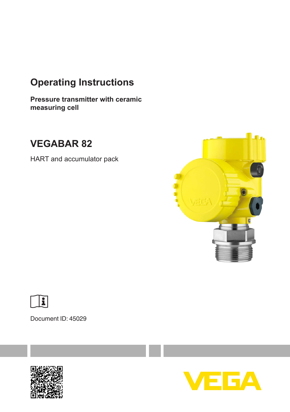 VEGA VEGABAR 82 HART and accumulator pack - Operating Instructions User Manual | 72 pages