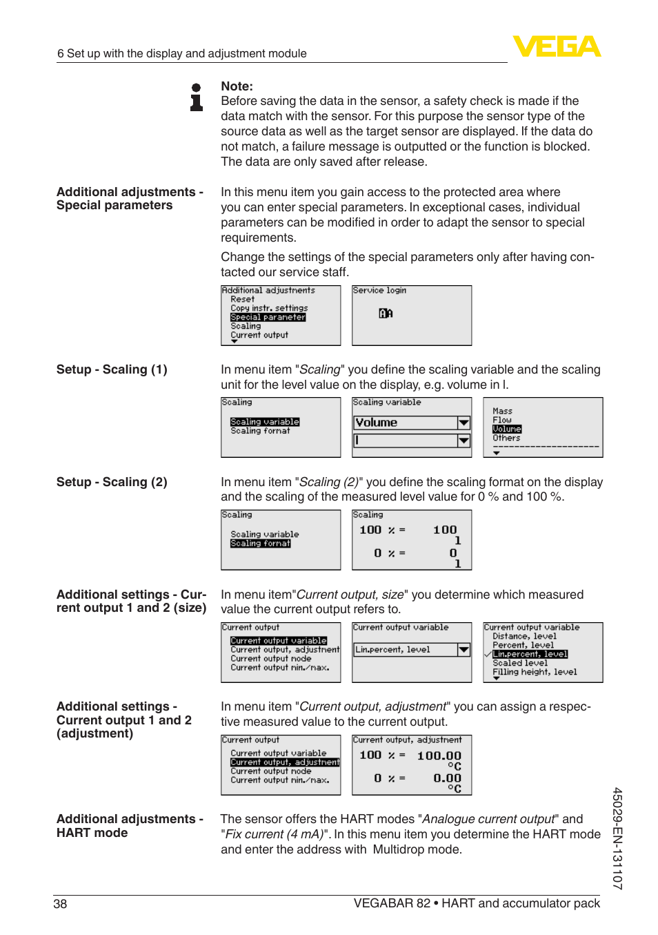 VEGA VEGABAR 82 HART and accumulator pack - Operating Instructions User Manual | Page 38 / 72