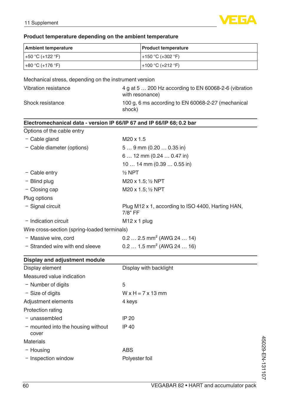 VEGA VEGABAR 82 HART and accumulator pack - Operating Instructions User Manual | Page 60 / 72