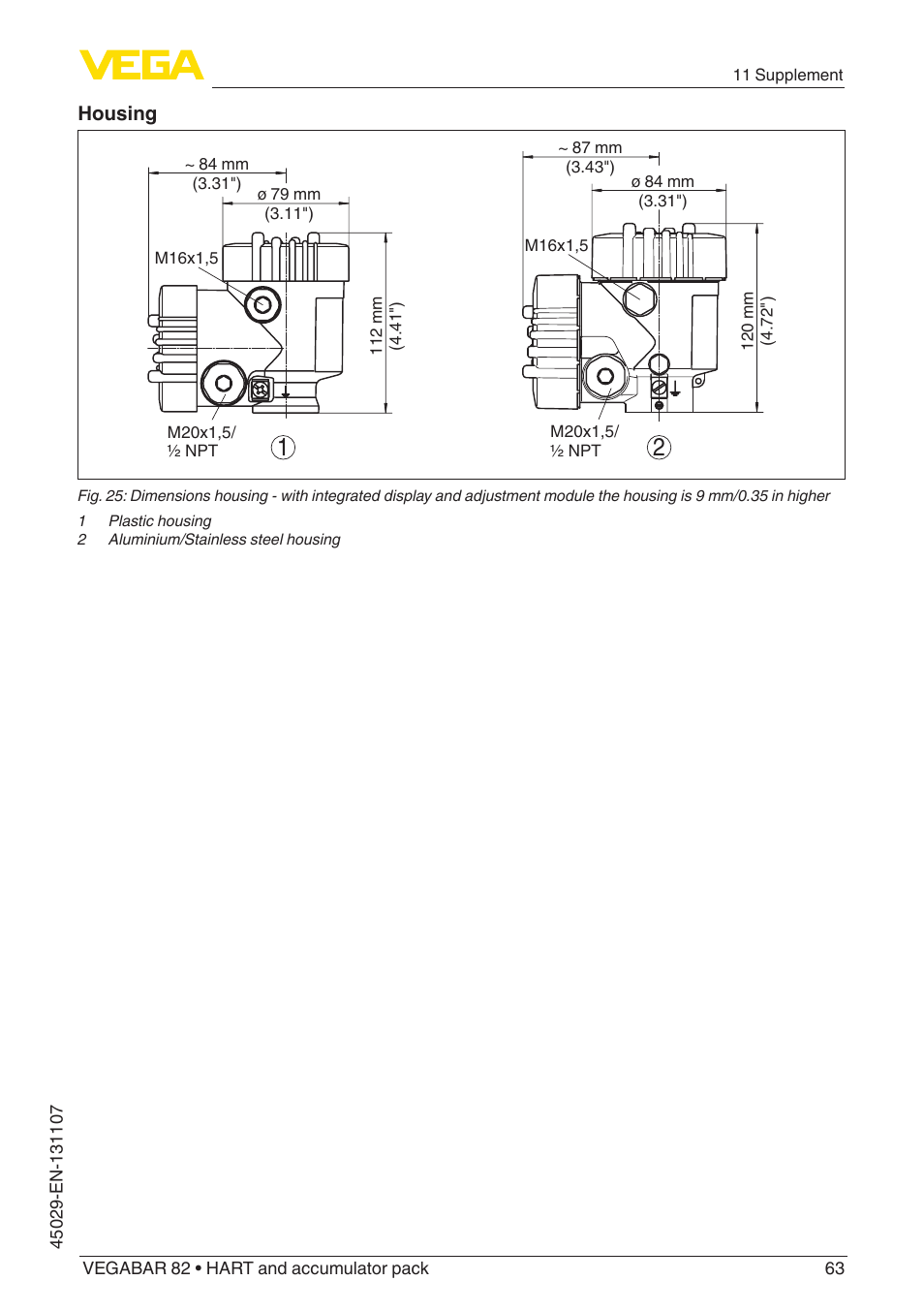 VEGA VEGABAR 82 HART and accumulator pack - Operating Instructions User Manual | Page 63 / 72