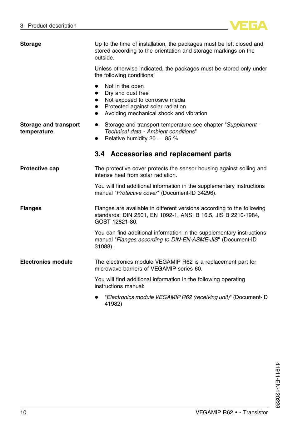 4 accessories and replacement parts | VEGA VEGAMIP R62 Receiving unit - Transistor User Manual | Page 10 / 52