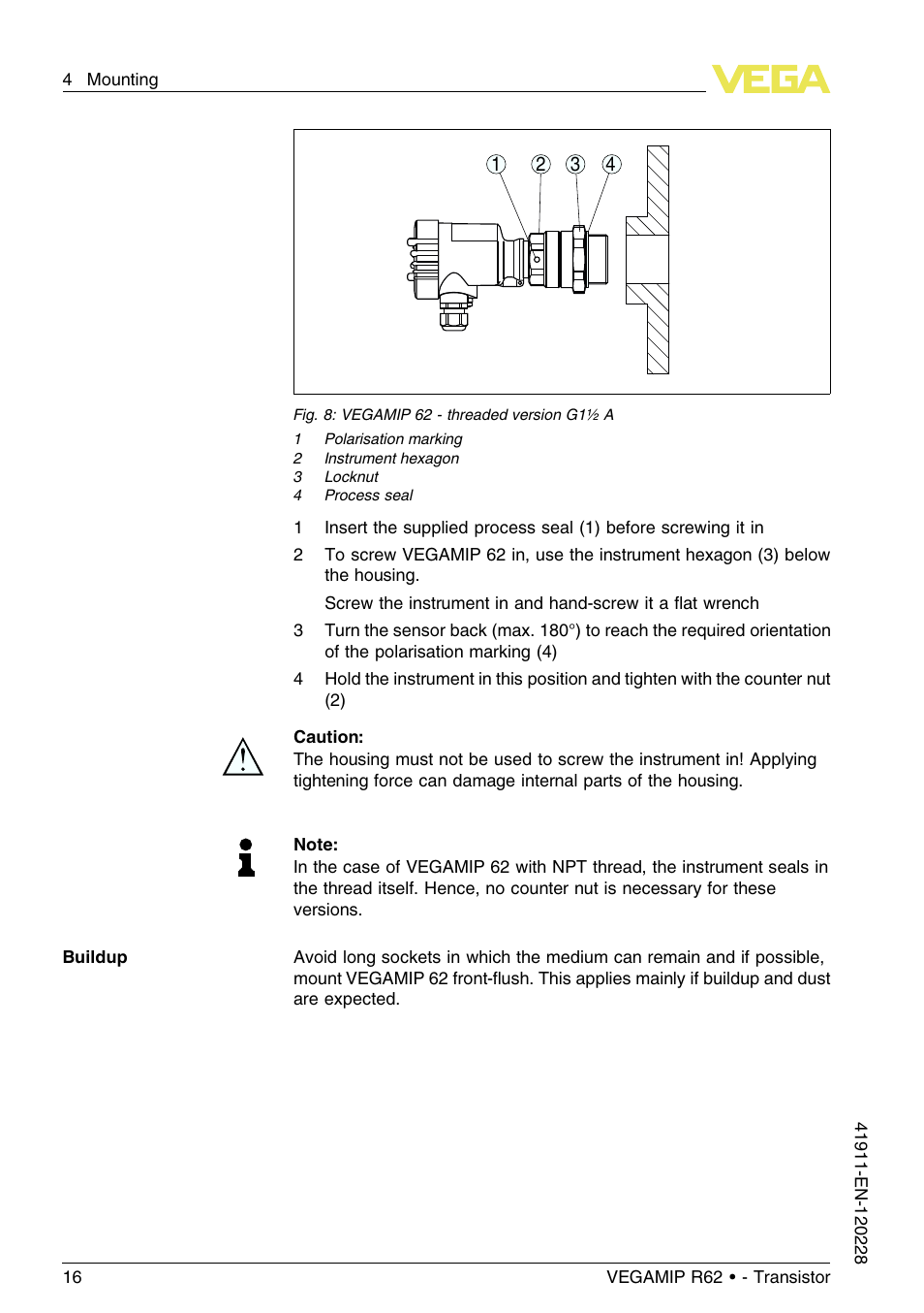 VEGA VEGAMIP R62 Receiving unit - Transistor User Manual | Page 16 / 52