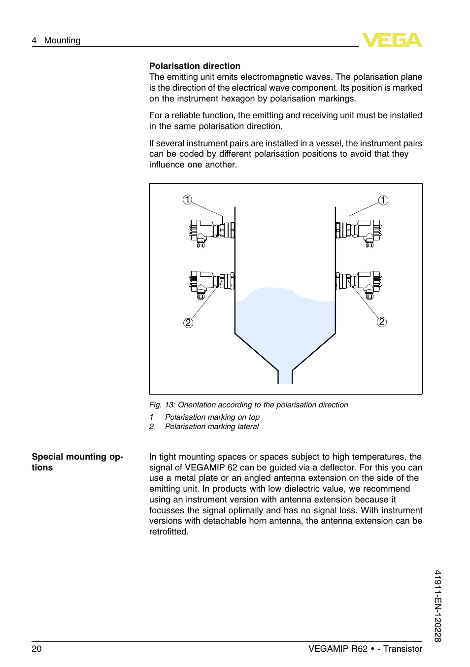 VEGA VEGAMIP R62 Receiving unit - Transistor User Manual | Page 20 / 52
