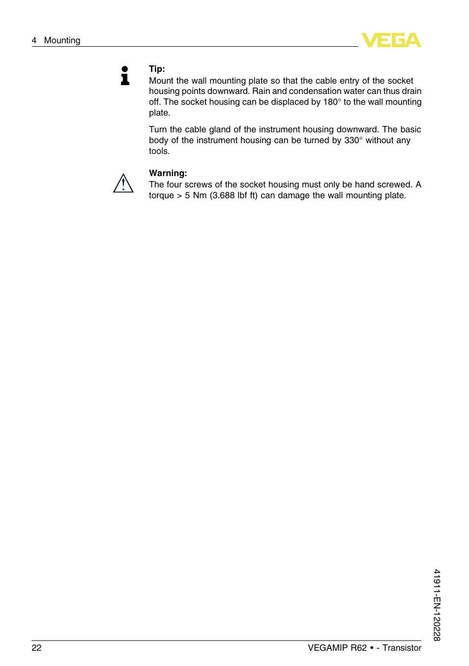 VEGA VEGAMIP R62 Receiving unit - Transistor User Manual | Page 22 / 52