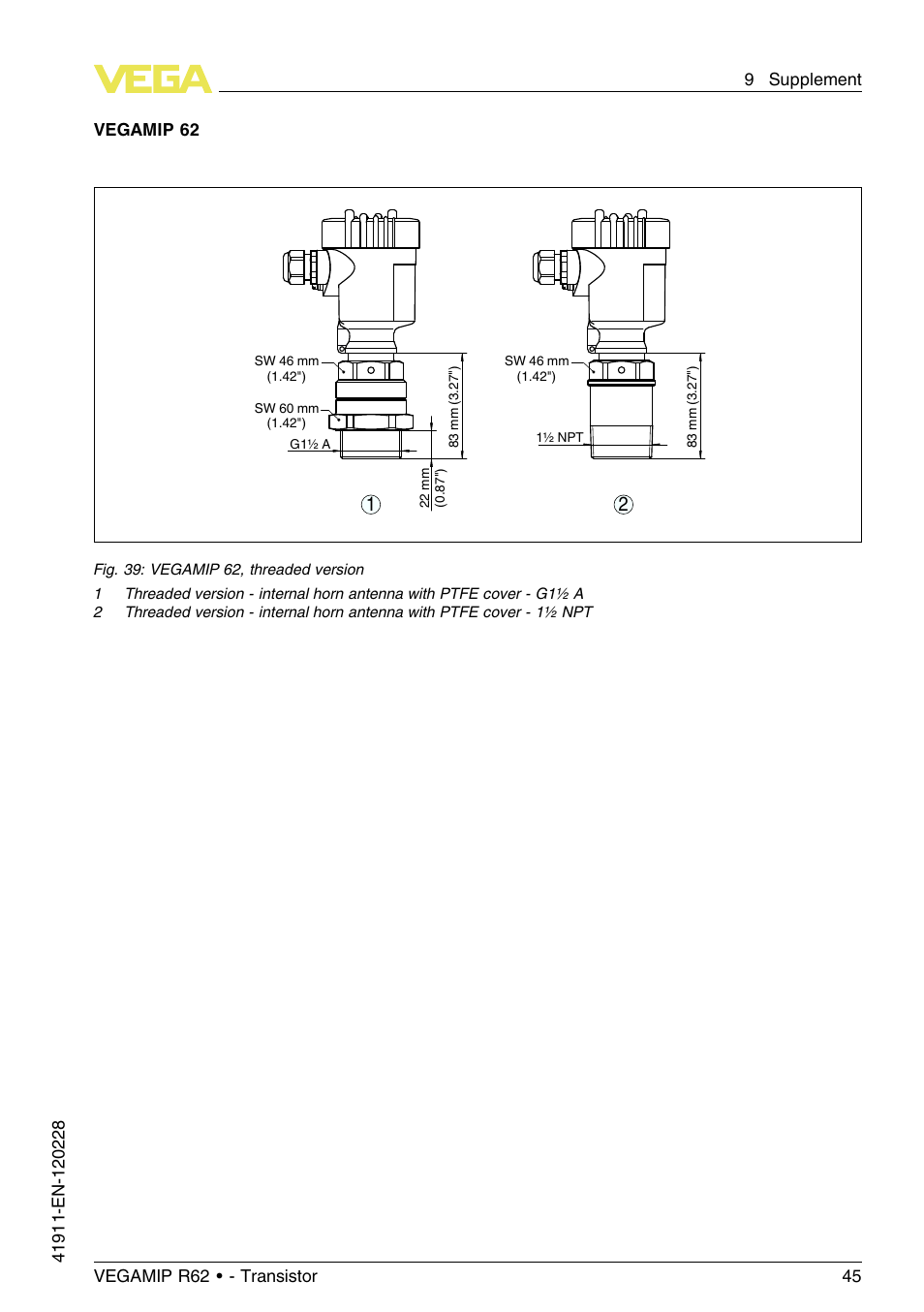 Vegamip 62 | VEGA VEGAMIP R62 Receiving unit - Transistor User Manual | Page 45 / 52
