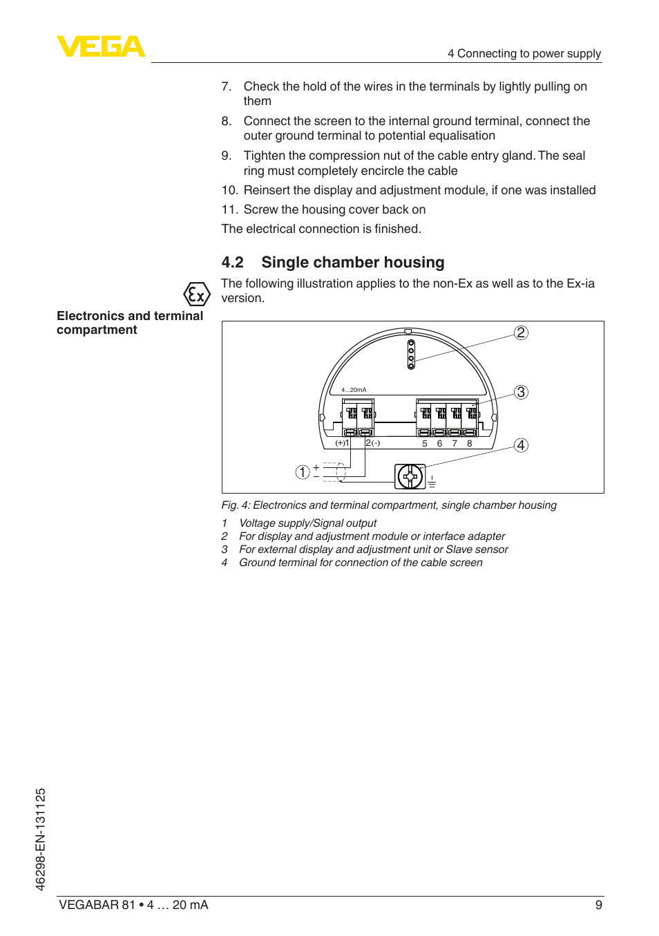 2 single chamber housing | VEGA VEGABAR 81 4 … 20 mA - Quick setup guide User Manual | Page 9 / 16