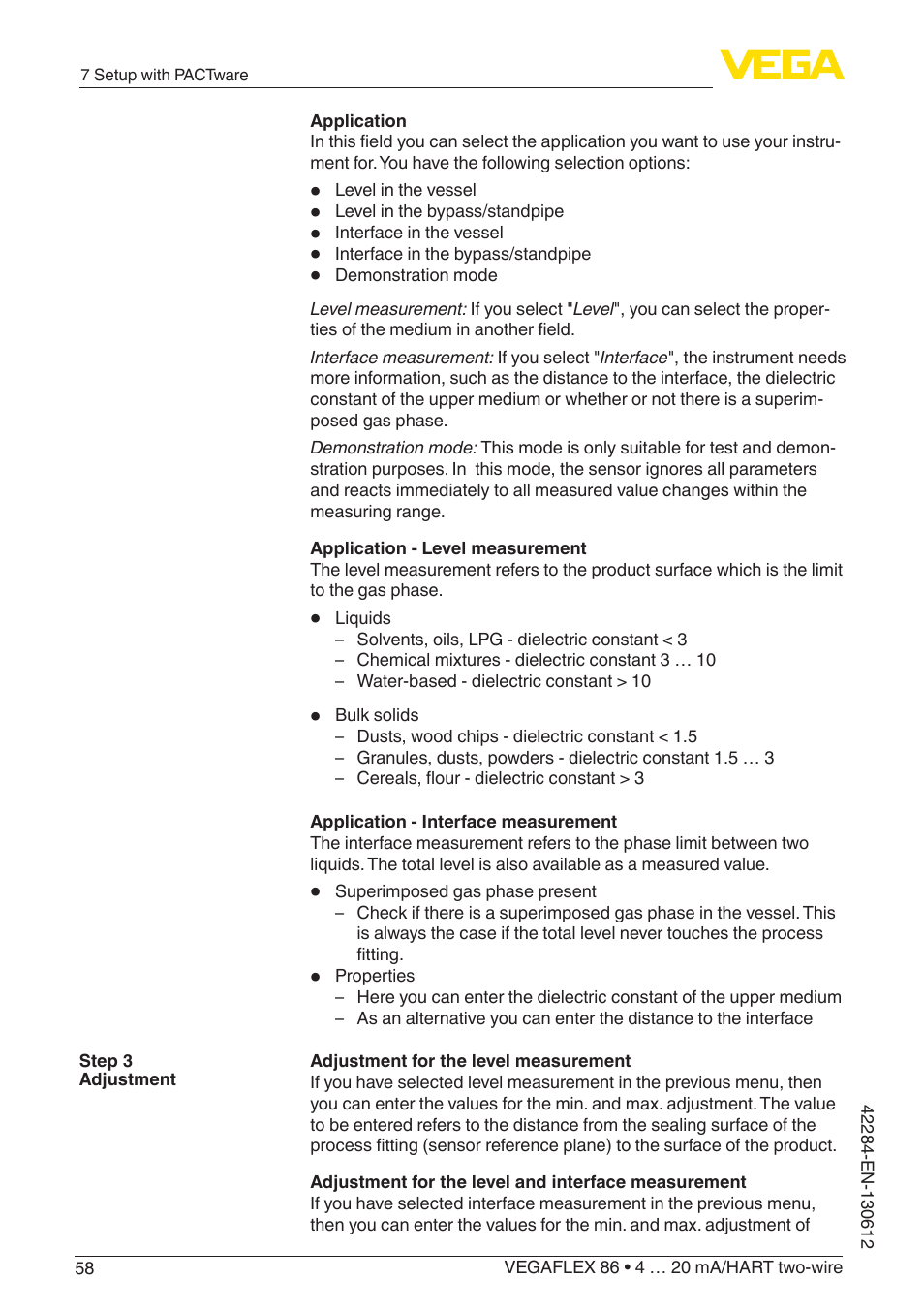 VEGA VEGAFLEX 86 4 … 20 mA_HART two-wire Coax probe User Manual | Page 58 / 92