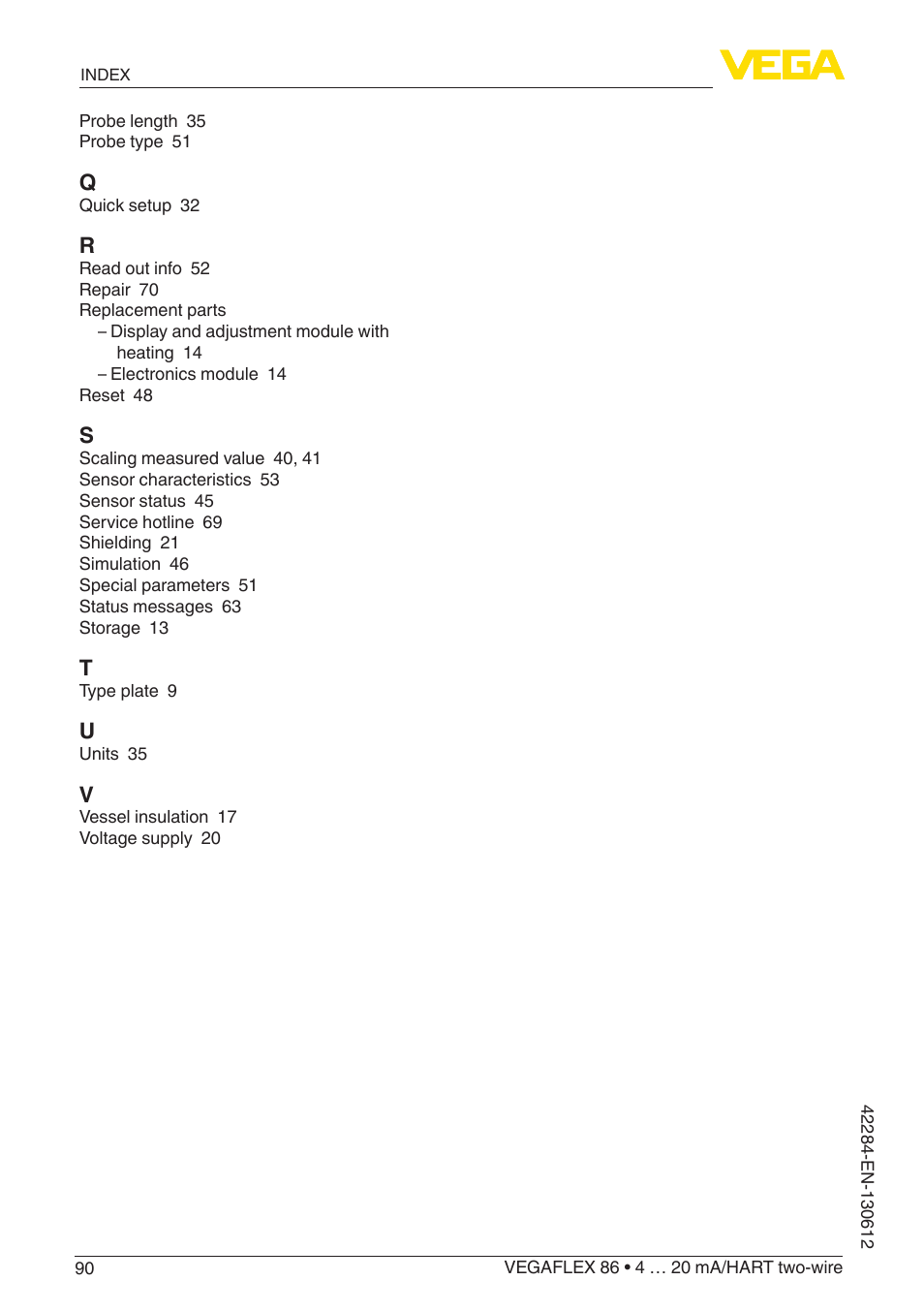 VEGA VEGAFLEX 86 4 … 20 mA_HART two-wire Coax probe User Manual | Page 90 / 92
