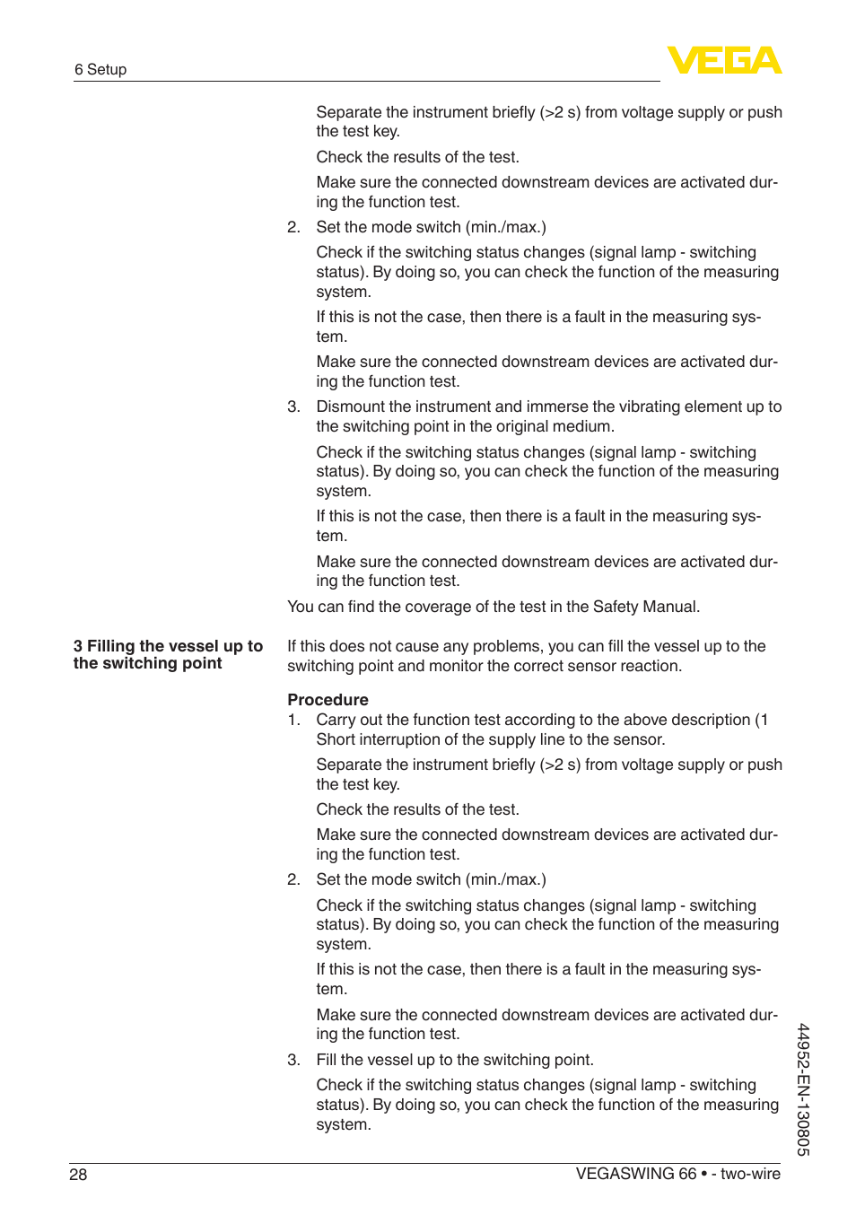 VEGA VEGASWING 66 - two-wire With SIL qualification User Manual | Page 28 / 44