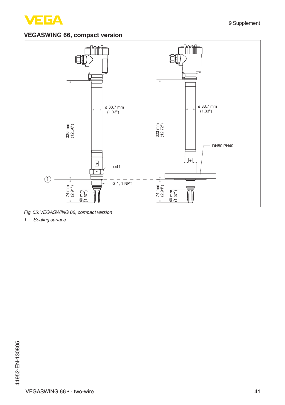 Vegaswing 66, compact version | VEGA VEGASWING 66 - two-wire With SIL qualification User Manual | Page 41 / 44