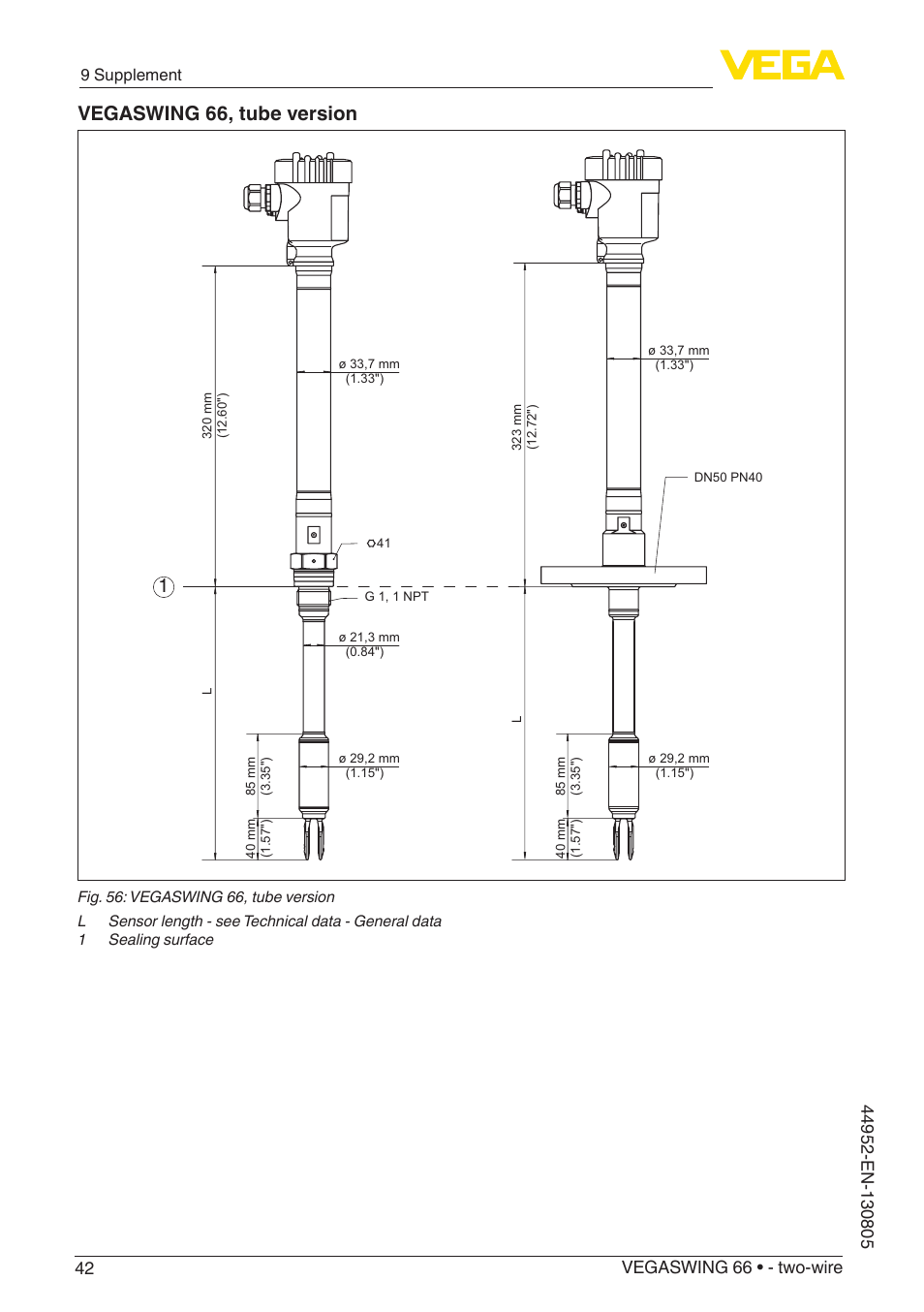Vegaswing 66, tube version | VEGA VEGASWING 66 - two-wire With SIL qualification User Manual | Page 42 / 44