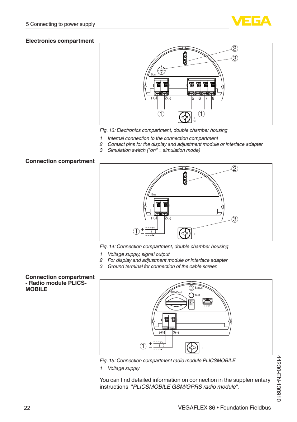 VEGA VEGAFLEX 86 Foundation Fieldbus Coax probe User Manual | Page 22 / 92