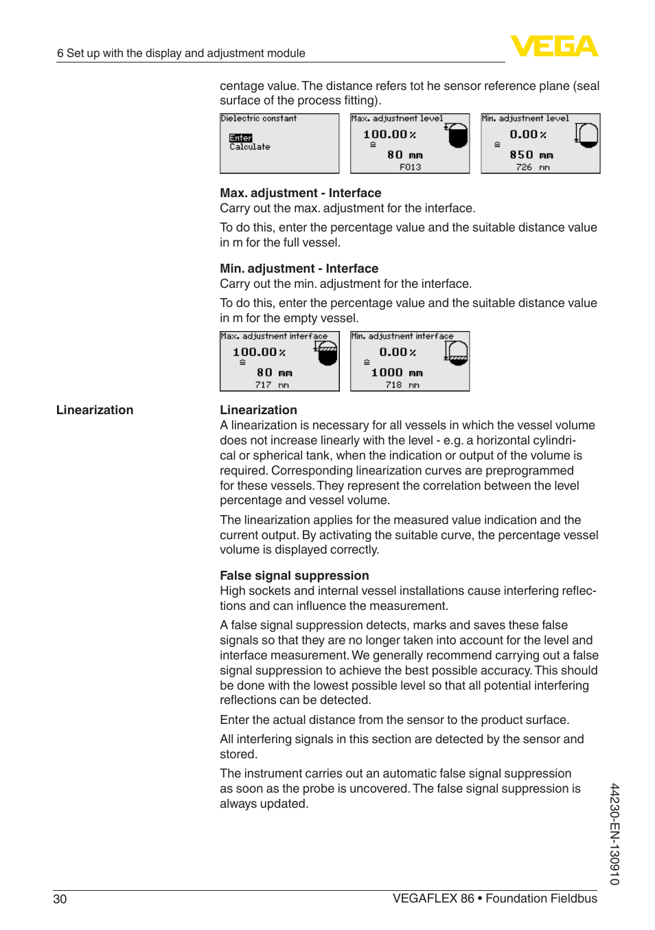 VEGA VEGAFLEX 86 Foundation Fieldbus Coax probe User Manual | Page 30 / 92