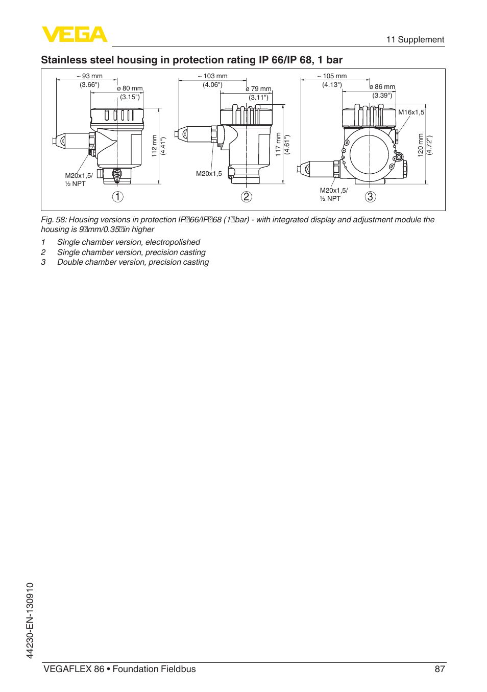 VEGA VEGAFLEX 86 Foundation Fieldbus Coax probe User Manual | Page 87 / 92