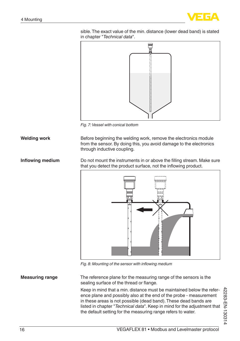 VEGA VEGAFLEX 81 Modbus and Levelmaster protocol Coax probe User Manual | Page 16 / 96