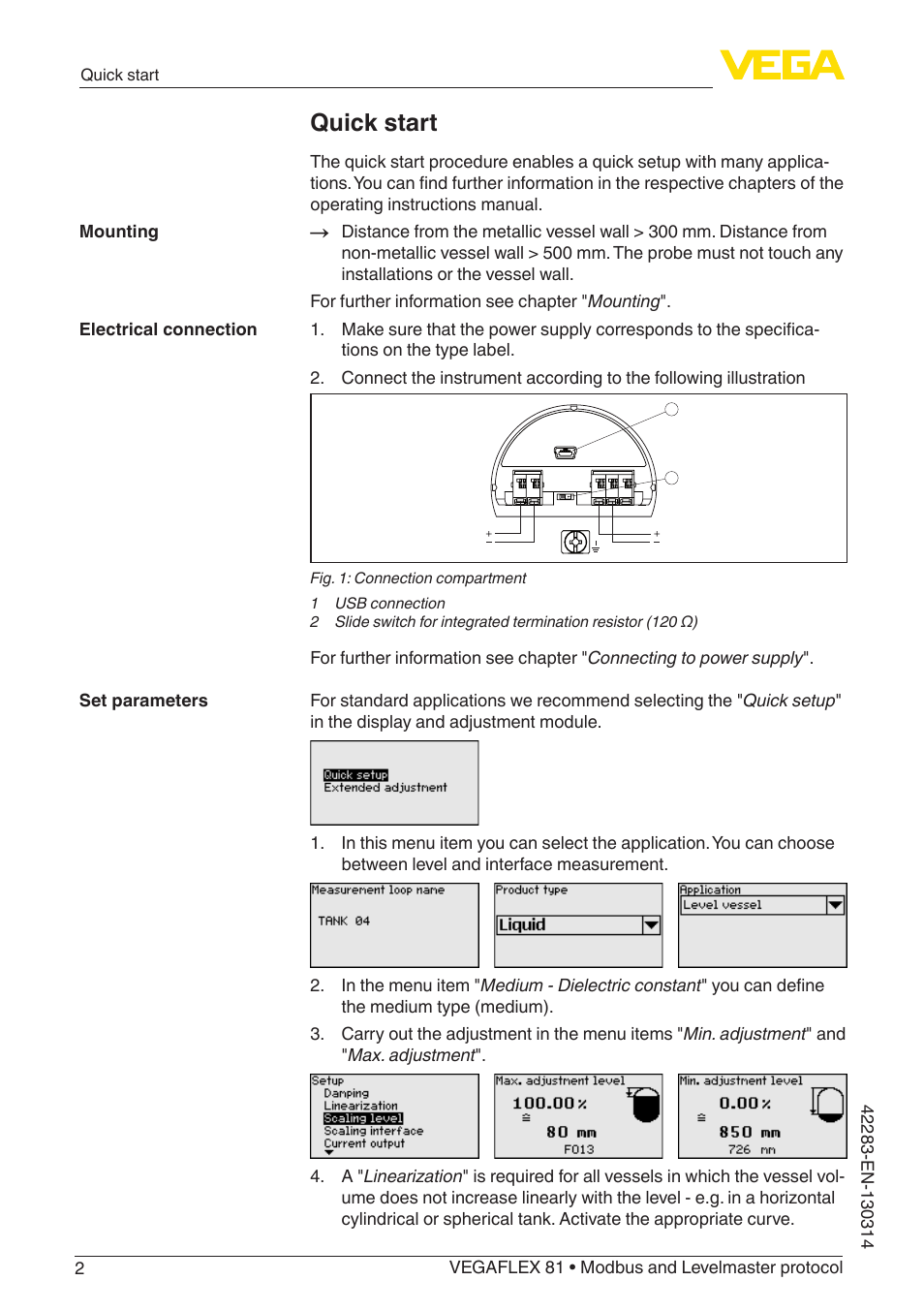 Quick start | VEGA VEGAFLEX 81 Modbus and Levelmaster protocol Coax probe User Manual | Page 2 / 96