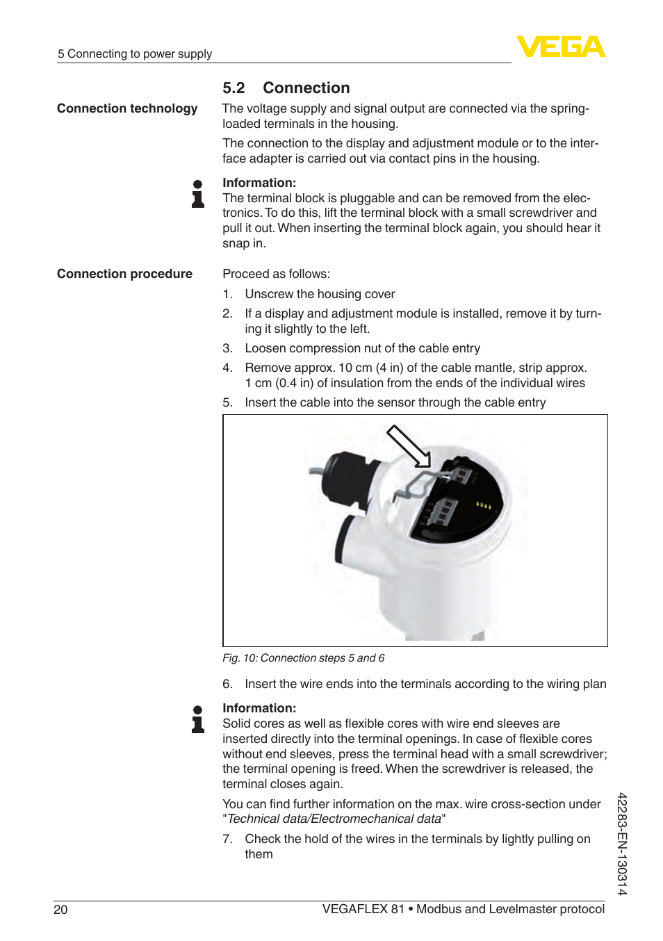 2 connection | VEGA VEGAFLEX 81 Modbus and Levelmaster protocol Coax probe User Manual | Page 20 / 96
