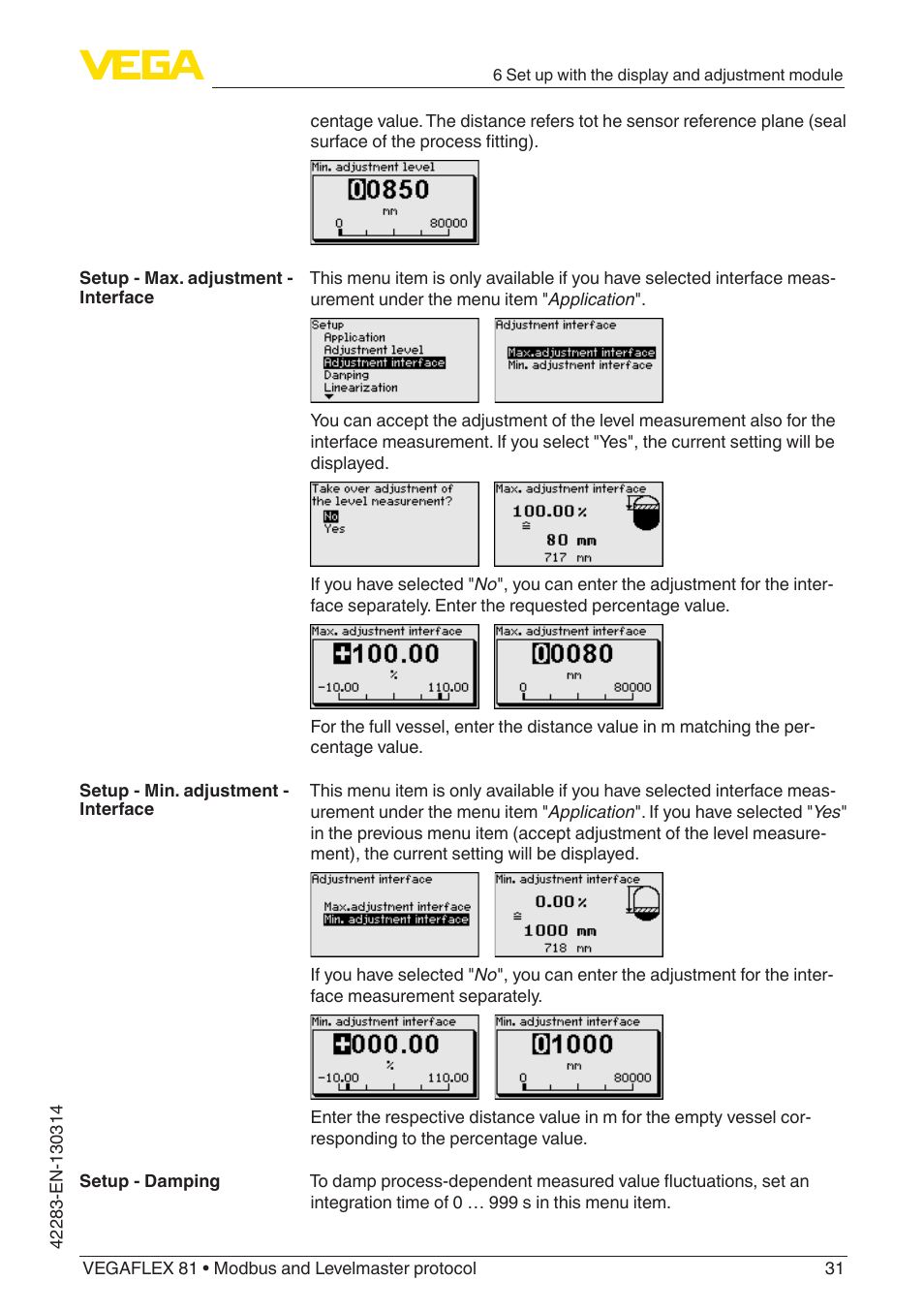 VEGA VEGAFLEX 81 Modbus and Levelmaster protocol Coax probe User Manual | Page 31 / 96