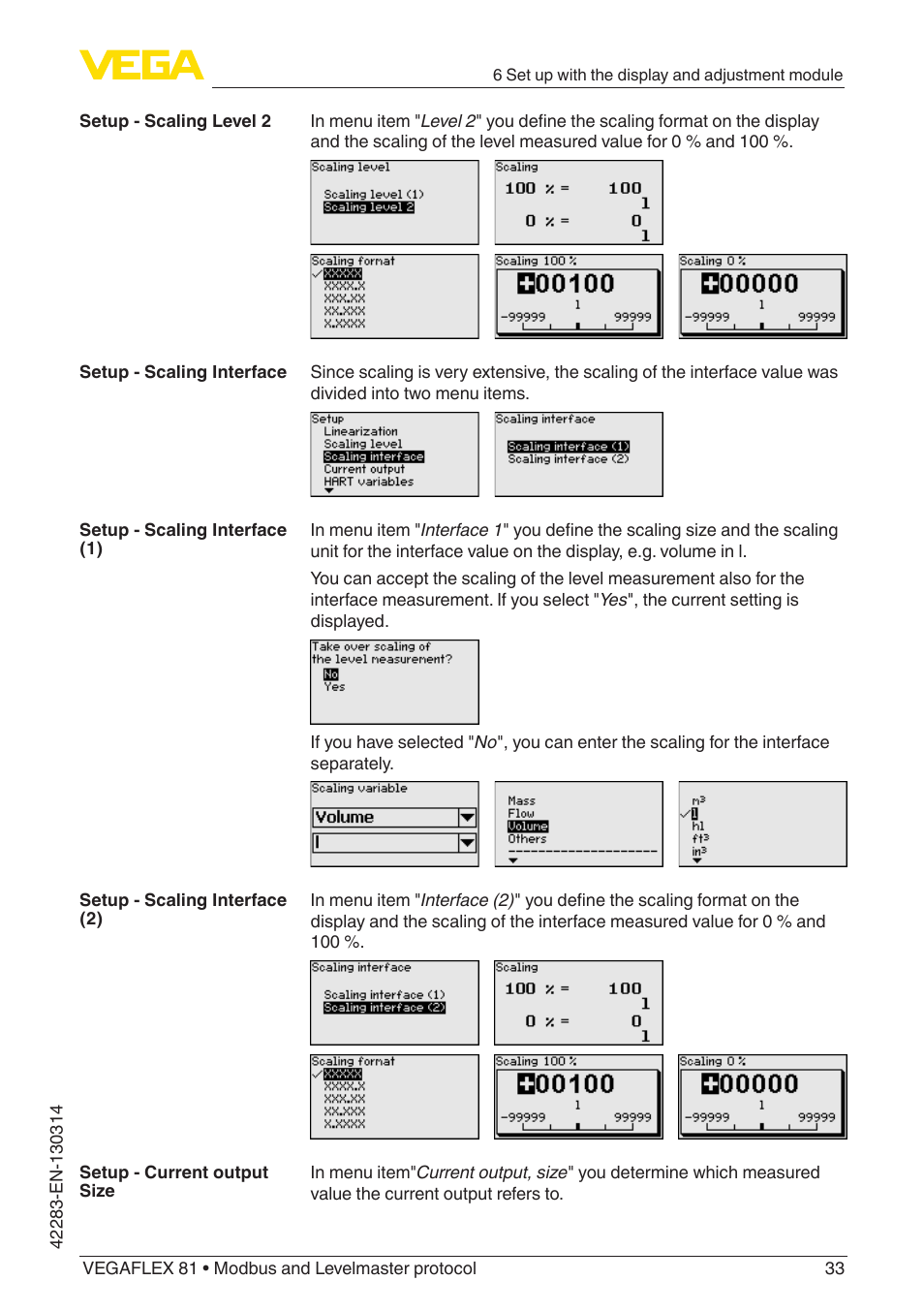 VEGA VEGAFLEX 81 Modbus and Levelmaster protocol Coax probe User Manual | Page 33 / 96